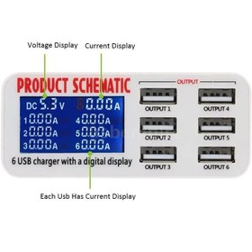 تصویر هاب شارژ ۶ پورت USB 