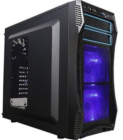 تصویر کیس کامپیوتر بازی ROSEWILL ATX Mid Tower Gaming، Case Case with LED Blue برای دسکتاپ / رایانه شخصی و 3 مورد از پیش نصب شده از طرفداران ، درگاه های دسترسی I / O جلوی (CHALLENGER S) 