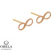 تصویر گوشواره طلا 18 عیار میخی طرح بینهایت 