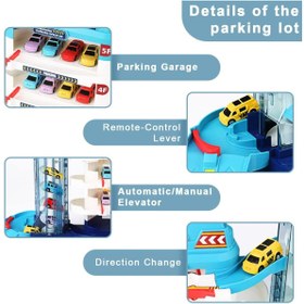 تصویر ست بازی گاراژ شهری با پیست مسابقه برای کودکان، ست گاراژ 5 سطحی با 8 وسیله نقلیه، اسباب بازی ماجراجویی پارکینگ بچه‌ها برند dubkart City Garage Playset Car Race Track for Toddlers, 5 Level Garage Track Set Toy Garage Parking Adventure Toy with 8 Vehicles, Kids