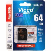 تصویر کارت حافظه microSDXC ویکومن مدل Extra 600X کلاس 10 استاندارد UHS-I U3 سرعت 90MBps ظرفیت 64 گیگابایت Vicco Man Final 600X UHS-I U3 Class 10 90MBps microSDXC Card 64GB