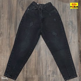 تصویر شلوار جین زنانه مام فیت سایز ۳۸ تا ۴۶ رنگ ذغالی 