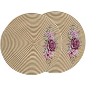 تصویر زیر بشقابی قیطان دوزی شده مدل گل بنفش 