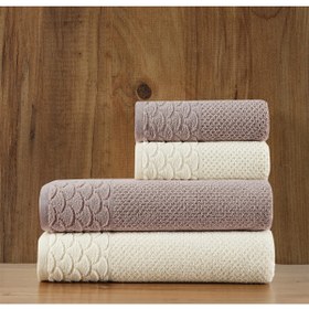 تصویر ست حوله بافتنی پنبه‌ای فوق‌العاده نرم آلانا شامل ۴ عدد برند soley | Alana | Extra Soft Cotton Brass Knitted Towel Set of 4