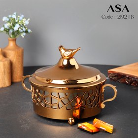 تصویر قندان فلزی بزرگ طرح پرده‌ای برنز 