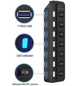 تصویر هاب 7 پورت USB3.0 همراه آداپتور فرانت مدل fn-u3h701s 