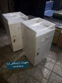 تصویر ترولی سینی استیل بدنه فلزی ۵ کشو در دورنگ سفید مشکی 