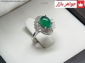 تصویر انگشتر نقره عقیق سبز طرح سروناز سایز کوچک تا نهایتا 50 بچه گانه ظریف کد 89389 