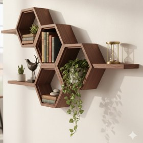 تصویر شلف دیواری چوبی رزا 