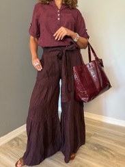 تصویر شلوار لینن ایتالیایی چیندار کمر پاپیونی 