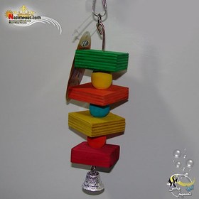 تصویر اسباب بازی پرنده چوبی زنگوله دار کد ۱۰۷۲ Toys for ornamental birds 1026