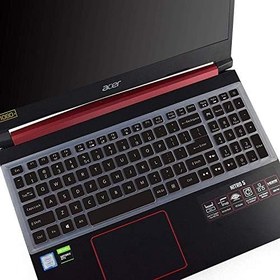 تصویر پوشش محافظ سیلیکونی صفحه کلید شفاف Saco برای لپ تاپ گیمینگ 15.6 اینچی ایسر نیترو 5 AN515-54-54W2, AN515-54-51M5,17.3 اینچی Acer Nitro 5 AN517-51, AN715-51 - مشکی با Clear 