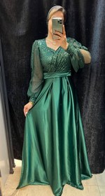 تصویر لباس مجلسی ماکسی و شب زنانه مدل سولینا - زرشکی / سایز4-50/52 Dress and long night