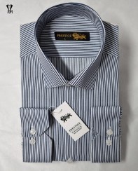 تصویر پیراهن حریر خط درشت زمینه سفید با خط سرمه ای 