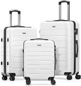 تصویر چمدان مسافرتی 20/24/28 اینچی چمدان مسافرتی، سفید، ست 3 تکه (20/24/28) مجموعه چمدان Strenforce پوسته سخت با چرخ‌های اسپینر قفل TSA 