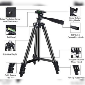 تصویر سه پایه گوشی و دوربین مدل TRIPOD 380A ارتفاع پایه 175 سانتی متر جنس بدنه آلمینیوم 