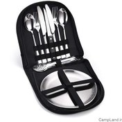 تصویر ست ۲۱ تکه استیل غذاخوری کمپینگ 
