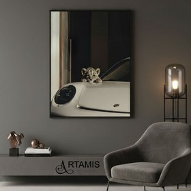 تصویر تابلو دکوراتیو شیر و پورشه C1 