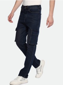 تصویر شلوار جین مردانه آبی میانه با فیت مستقیم و بسته شدن با دکمه و زیپ (Denim) برند dennis lingo Straight Fit Mid Blue Men's Jeans with Button & Zip Closure (Denim)