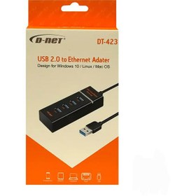 تصویر هاب 4 پورت USB 2.0 دی نت DT-423 1.2M 