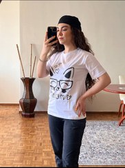 تصویر تیشرت زنانه سوپرنخ مدل MEOW عینکی 