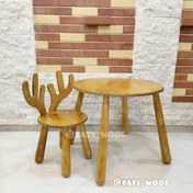 تصویر میز و صندلی گوزن تمام چوب کودک - یک Kidschair