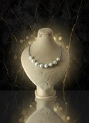 تصویر جواهر مروارید پرورشی - دستبند نیمه مهره سیاه 