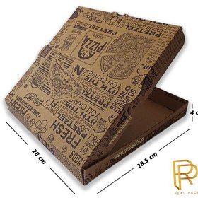 تصویر جعبه پیتزا دو نفره سایز ۲۸ مقوای ایفلوت با طرح عمومی ( ۱۰۰ عددی ) 