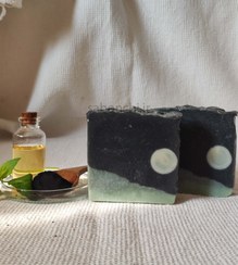 تصویر صابون آسمون شب ( زغال و درخت چای)| کنترل جوش - همراه با زیر صابونی لوفا soap with carbon active and tea tree oil