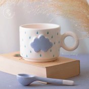 تصویر ماگ نیم‌لیوان سرامیکی طرح ابر برجسته (کد L087) 