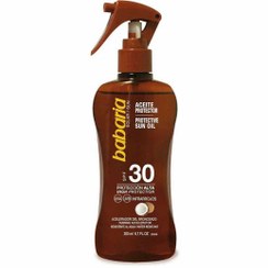 تصویر اسپری روغن برنز کننده SPF 30 باباریا babaria حاوی عصاره نارگیل حجم 200 میل babaria SUN OIL SPF 30 200 ML