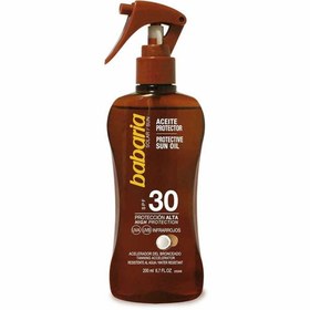 تصویر اسپری روغن برنز کننده SPF 30 باباریا babaria حاوی عصاره نارگیل حجم 200 میل babaria SUN OIL SPF 30 200 ML