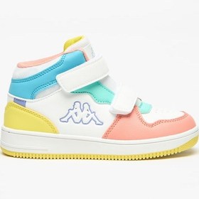 تصویر کفش ورزشی دخترانه با پنل‌های رنگی و بند چسبی برند kappa Girls' Panelled High Top Sneakers with Hook and Loop Closure