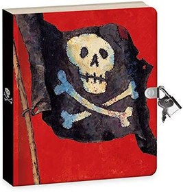 تصویر دفتر خاطرات روزانه با طرح دزدان دریایی پادشاهی صلح جو، همراه با کلید و قفل. 