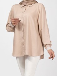 تصویر تونیک زنانه یقه مردانه ویسکوز دارای گلدوزی در سر آستین نیوشا کرم bornos | 67F2445270F4F32D300B3492-4895