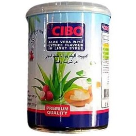 تصویر کمپوت آلوئه ورا با طعم لیچی در شربت رقیق Cibo سیبو 225 گرم 