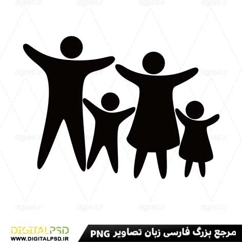 خرید و قیمت وکتور آدمک اعضای خانواده سیاه و سفید | ترب