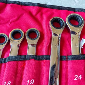 تصویر ست اچار 14 عددی یکسر رینگ و یکسر تخت جغجغه ای YUNHU TOOLS سایز 8 تا 24 