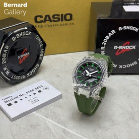 تصویر ساعت طرح جی شاک ۲۱۰۰ بند رابر - سبز G-Shock 2100 design watch with rubber band