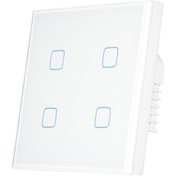 تصویر کلید هوشمند لمسی چهار پل سفید با ریموت قابل تنظیم 