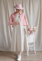 تصویر سارافون زنانه کرپ خنک و راحت رنگ کرم و مشکی 