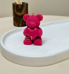 تصویر شمع دستساز خرس تدی عاشق، رها کندل۶ - سرخابی 