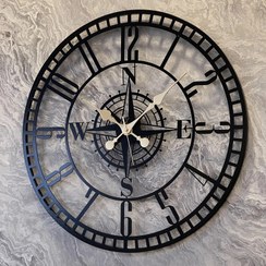تصویر ساعت دیواری اِلِنسی مدل قطب نما کد Compass - نقره ای 