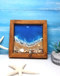 تصویر تابلو چوبی رزینی طرح دریا و ساحل Wooden Resin Wall Art - Beach & Ocean Design