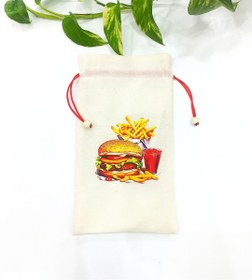 تصویر کیسه لقمه پارچه ای سه لایه - طرح ساندویچ همبرگر(سایز کوچک) 