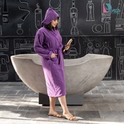تصویر حوله تن پوش ماندگار کلاه دار رنگ بنفش 