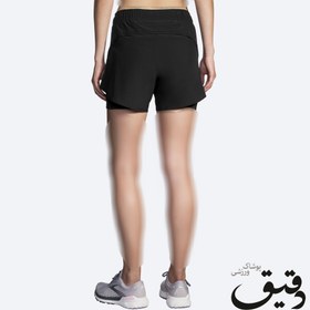 تصویر شلوارک ورزشی زنانه کشاله دار بروکس Brooks Chaser 5″ 2-in-1 Short مشکی BROOKS WOMEN RUN WITHIN