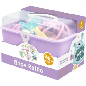تصویر مجموعه جغجغه و دندانگیر 7 تکه جعبه ای Baby Rattle 