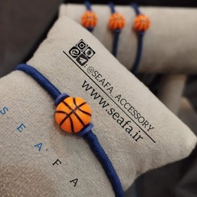 تصویر دستبند ورزشی بسکتبال _ توپ نارنجی - سایز 1 مخصوص مچ های ظریف و بچه ها / مشکی BASKETBALL BRACELET