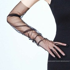 تصویر دستکش توری بلند مشکی و سفید 